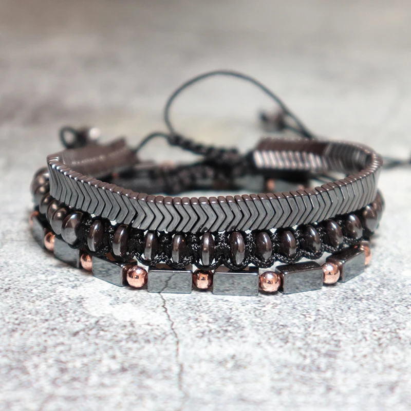 Модный 3 шт./компл. ручной работы гематит браслет модные мужские браслеты Braclet для