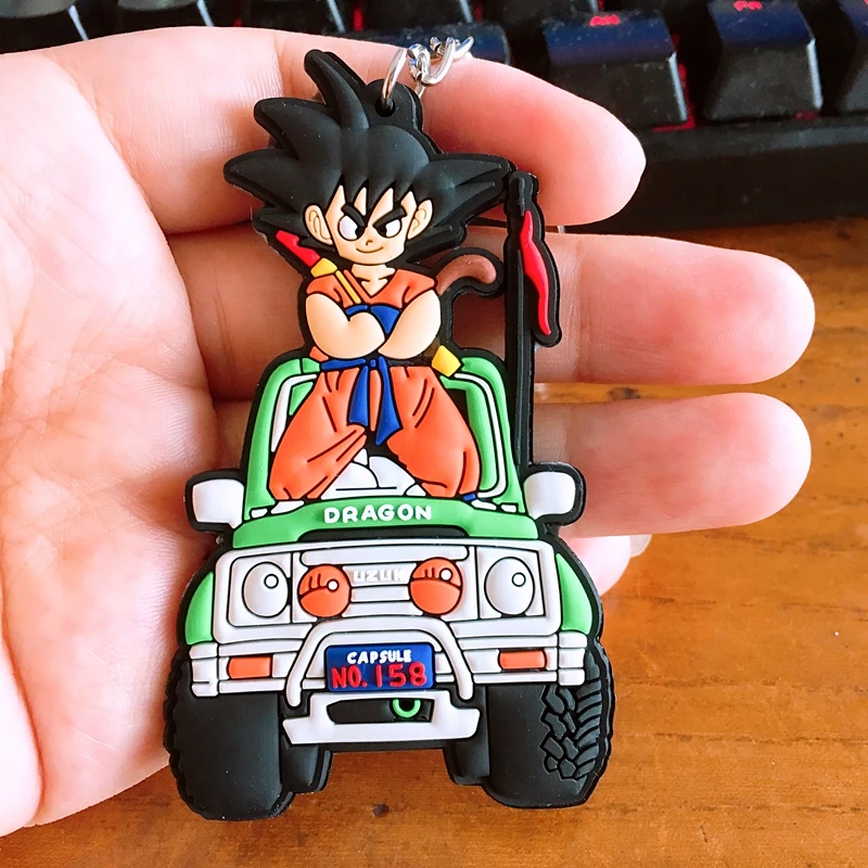 Темно-желтый Dragon Ball Z Son Goku, супер ПВХ детали, рисунок, милый кулон, украшение, унисекс, сумка, цепочка, подвески, брелок для ключей - Цвет: Темно-желтый