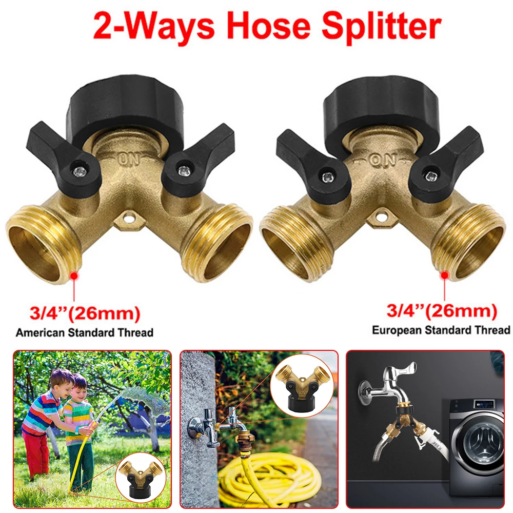 

Garden Y-type Ball Valve Garden Hose Splitter Connector Two Way Water Distributor Brass Faucet Ball Valve Separator Splitter