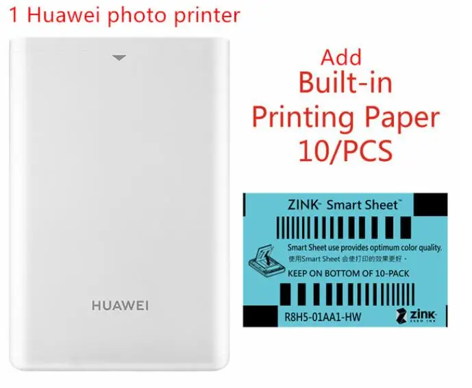 huawei AR принтер 300 точек/дюйм портативный фото мини карманный Bluetooth 4,1 с DIY поделиться 500mAh - Цвет: printer and paper