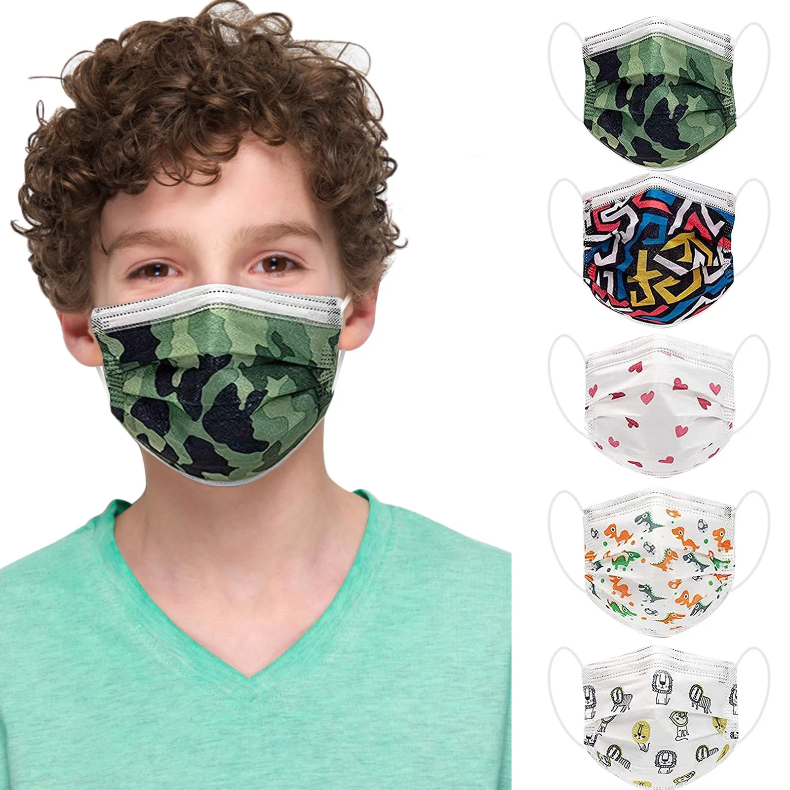 

50PC Children'S Butterfly Printed Mask Disposable Protective Face Masks Mascarillas Halloween Cosplay Non-woven Mondkapje