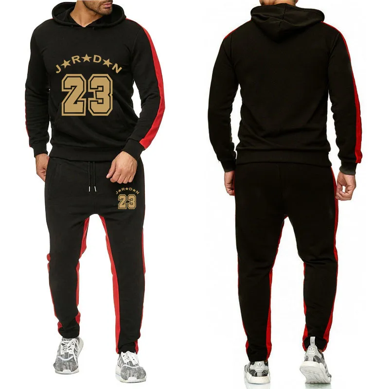 

Новинка 2021, модный мужской осенне-зимний брендовый пуловер с капюшоном и брюки, повседневная спортивная одежда из двух предметов, одежда дл...