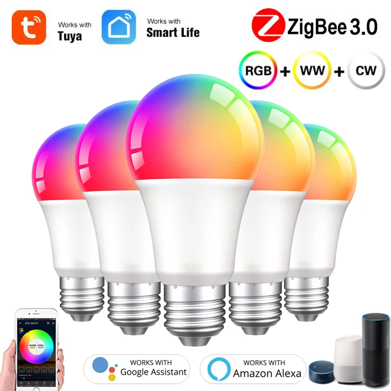 

9W Smart Light Bulb LED Lamp RGB Dimmable Color Changing Light Work With Alexa/Google Home Smart Life APP Or Remote Control