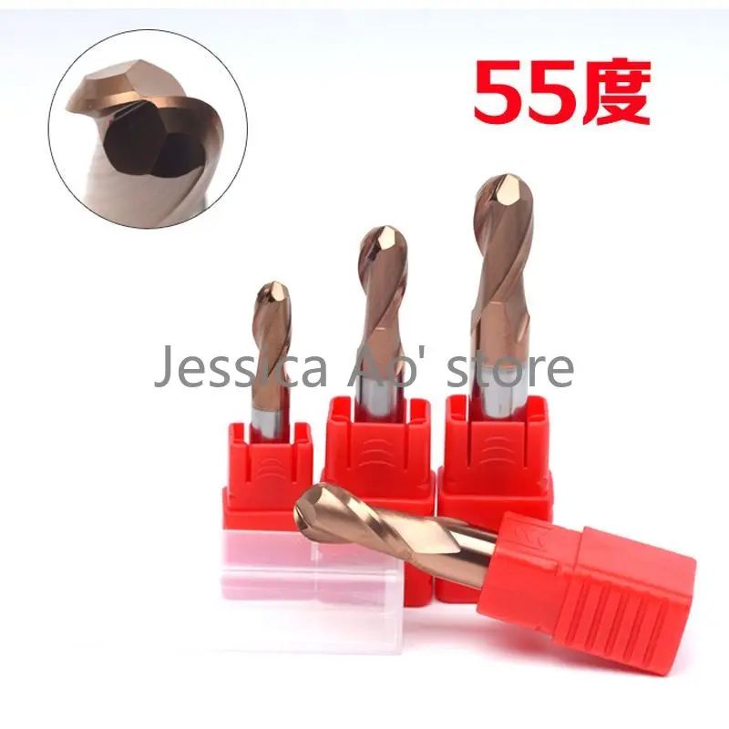 

HRC55 CNC Ball Cutter with 2-edge Coated Tungsten Steel Alloy Ball End Mill Woodworking Tools CNC Machine Knife