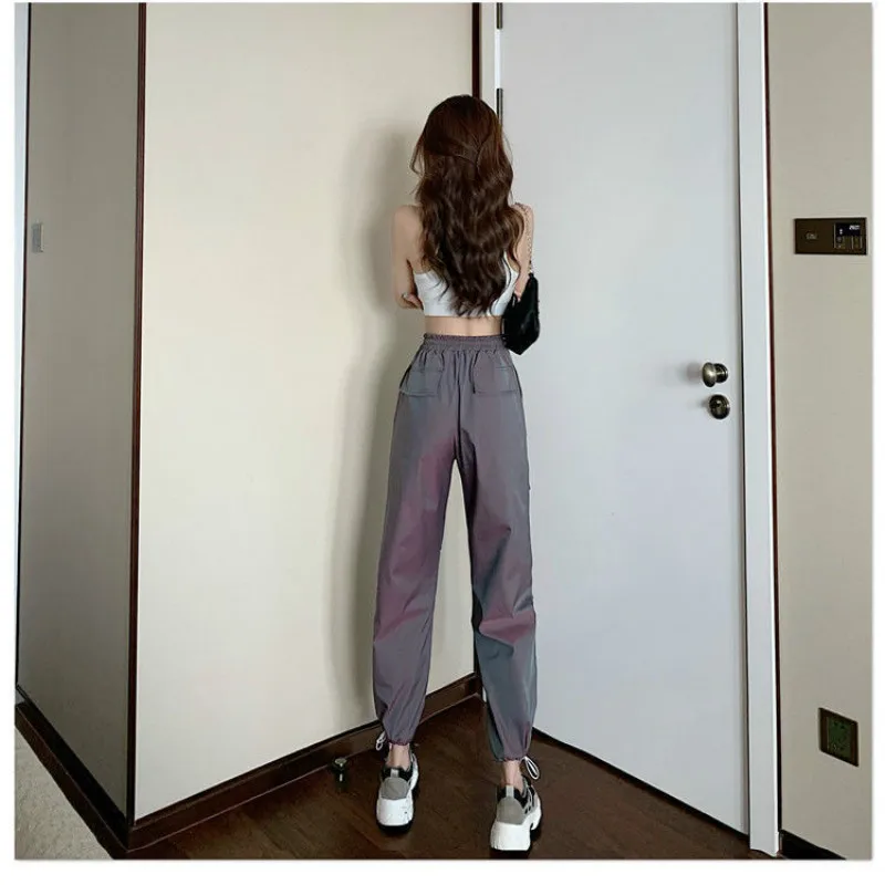 

2021 New Autumn and Winter Small Feet Trousers Colorful Gradient Hip-hop Casual Overalls Korean Loose High-waist Pants Y57