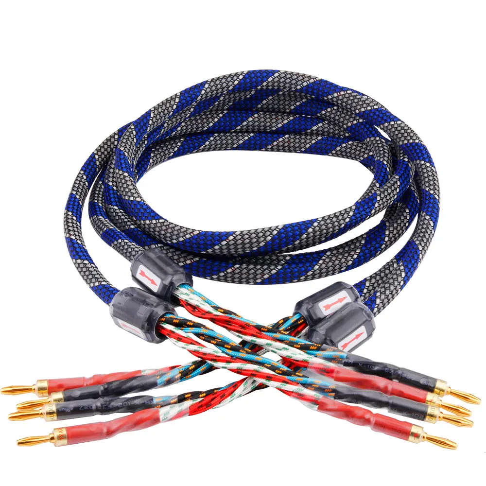 

YYAUDIO One Pair oxygen-free copperOFC audio speaker cable HI-FI high-end amplifier speaker cable Banana plug cable