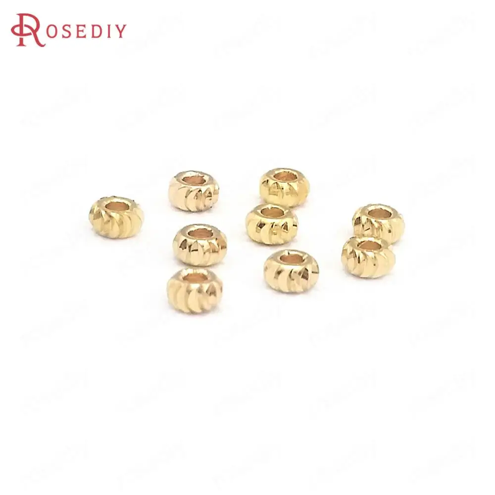 

40PCS 3MM 4MM 5MM 24K Gold Color Silver Color Brass Wheel Bracelets Spacer Beads Jewelry Making Supplies Findings Accessories