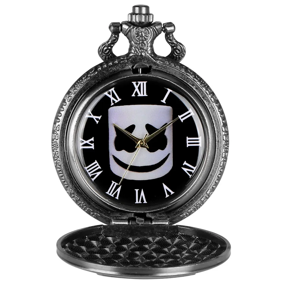 Милые кварцевые карманные часы с рисунком маски зефира полностью охотничьи в