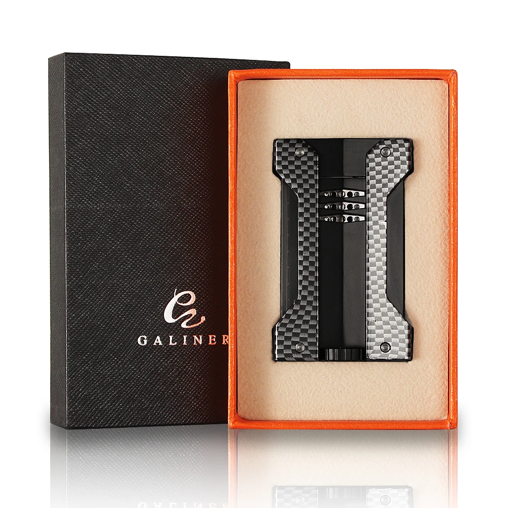 

Luxury Cigar Lighter Pocket Carbon Fiber Butane Gas Lighters Fire Starter Mini Windproof 1 Torch Cigarette Lighter For Cigars