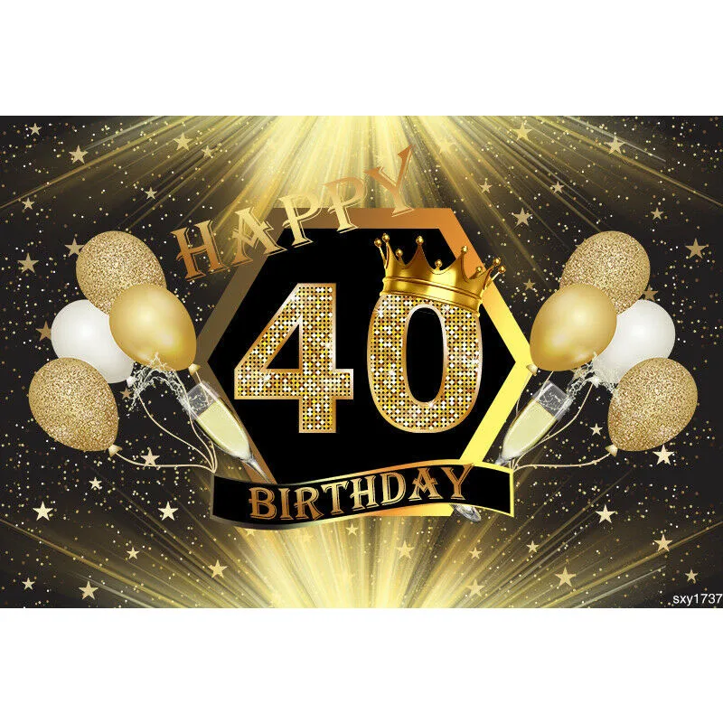 

30/40/50th Happy Birthday Gold Glitter Photo Background Photography Backdrop Parents Birthday Party Decor Backdrop 210x150cm