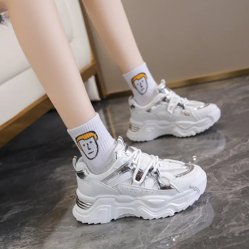 

Кроссовки женские сетчатые, дышащие сникерсы с воздушной подушкой, модная повседневная обувь в Корейском стиле, красные черные, весна 2022