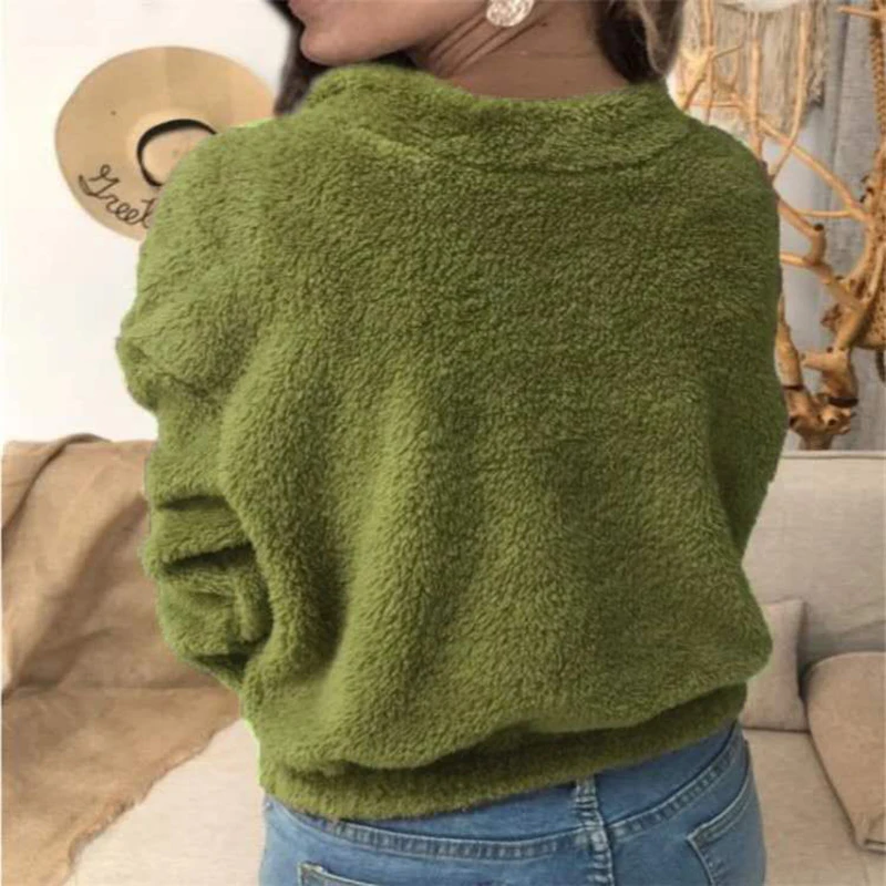 

2020 Hoodies Women sweater double side Plush coat Winter Sweatshirts Long Sleeve turn-down Collar Solid Pullovers Warm Tops
