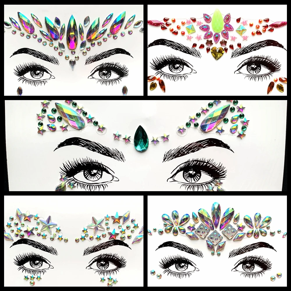 Богемные аксессуары для глаз тату стикер блестящее украшение лица 3D Ручная