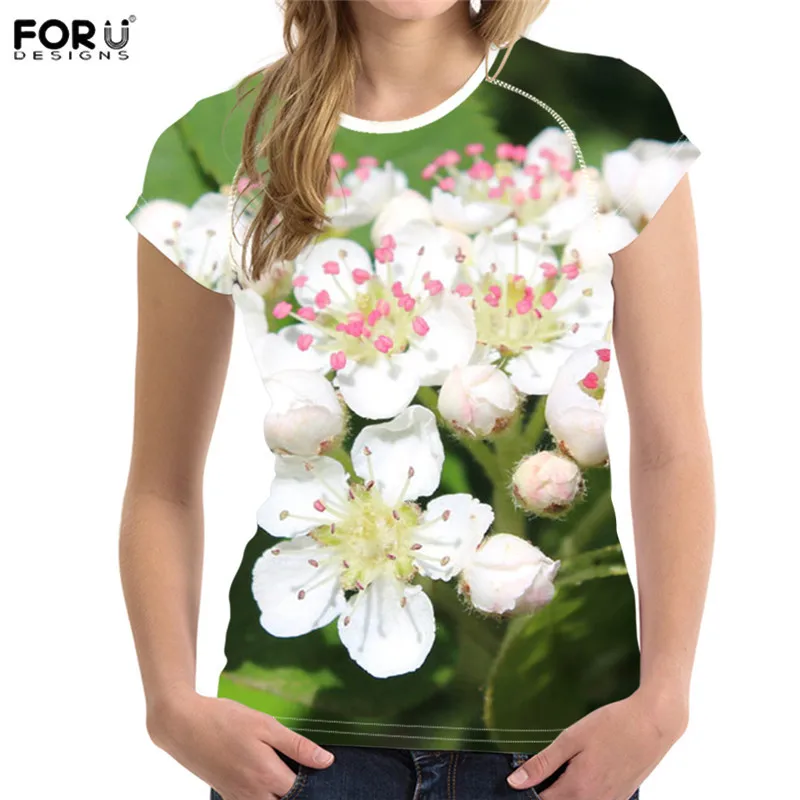 FORUDESIGNS/женская футболка, цветочный дизайн, футболки для мам, розовые цветочные розы, топы, футболки, Harajuku, женские футболки, Camiseta feminina - Цвет: HMO232BV