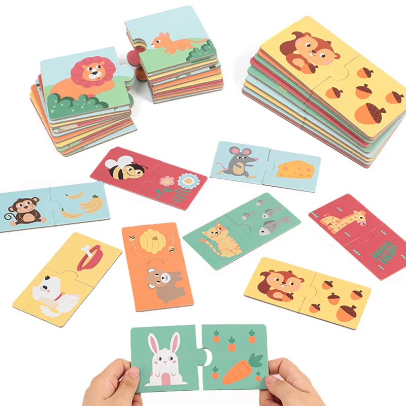 

Animal Fruit Learning Educational Flash Card Matching Game Cartoon Vehicle 20pcs Baby Cognitive Puzzle Cards Toy For Toddler Kid