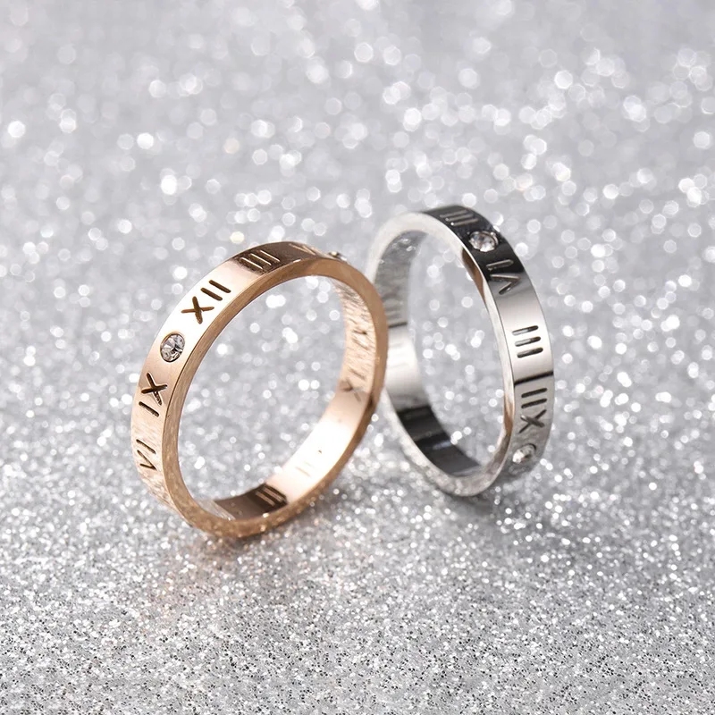 

2021 Roman Number Wedding Couple Ring for woman Gift fashion accessories Luxury Jewelry Stainless steel Rings
