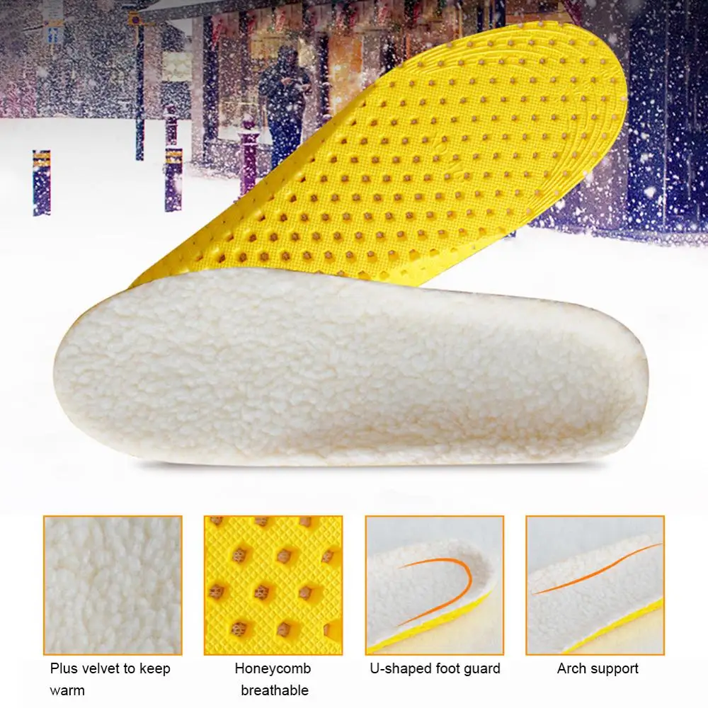 Кашемировые теплые стельки с подогревом утолщенные сохраняющие тепло зимние