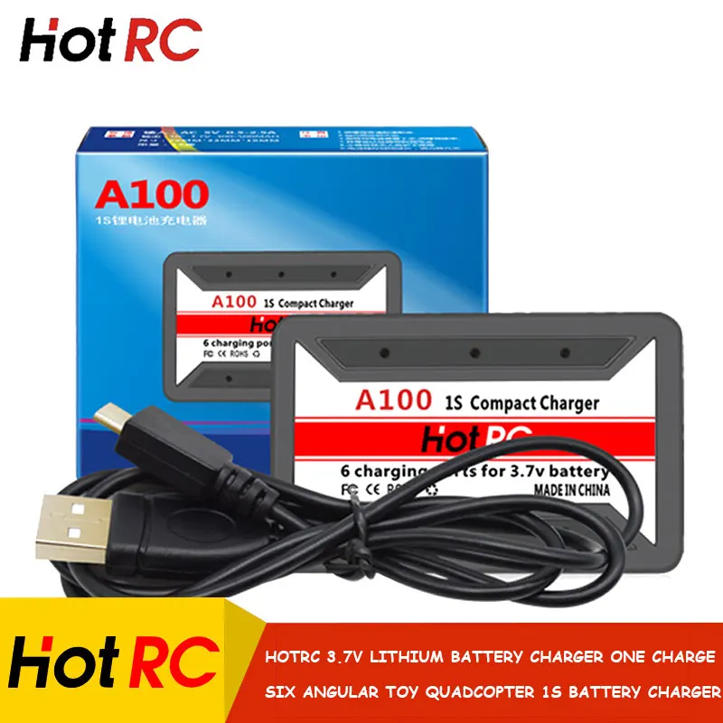 

HotRC 1pcs A100 6 in 1 3.7V Lipo Battery Charger USB Interface 6 Ports For Hubsan X4 Q4 H107L H107C WLtoys JJCR UDI Quadcopter