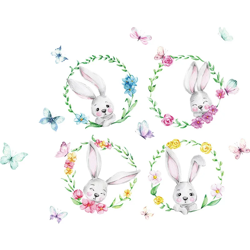 

cute garland bunny wall stickers for nursery children kids room wall decor removable pvc wall decals home decor wallpapers diy