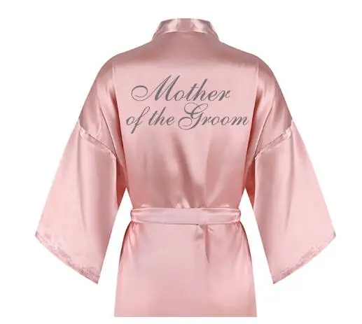 Женский атласный халат для невесты серебристый розового цвета письма свадебный