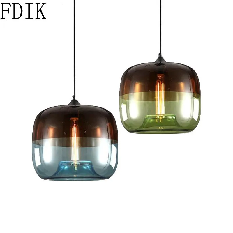 Современная стеклянная светодиодная Подвесная лампа с градиентом лампочка E27