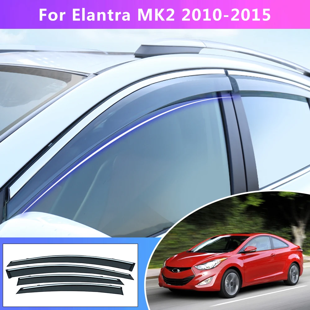 

For Hyundai Elantra Mk2 2010-2013 2014 2015 4pc Car Styling Smoke Window Sun Rain exterior visor Deflector Guard Car Accessories