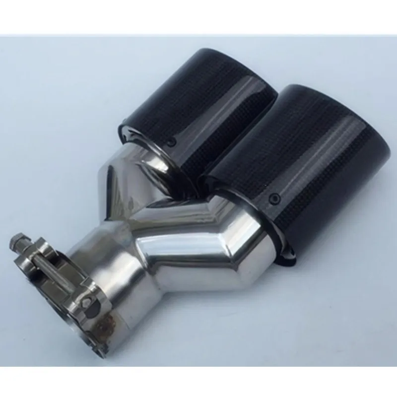 1 шт. Универсальный двойной наконечник для выхлопной трубы из глянцевого