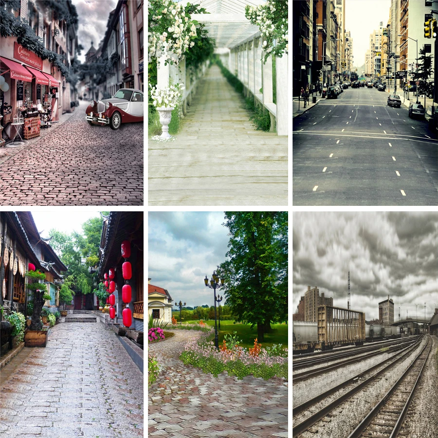 Виниловый фон Nitree для фотосъемки с изображением дорожек улицы старинного города