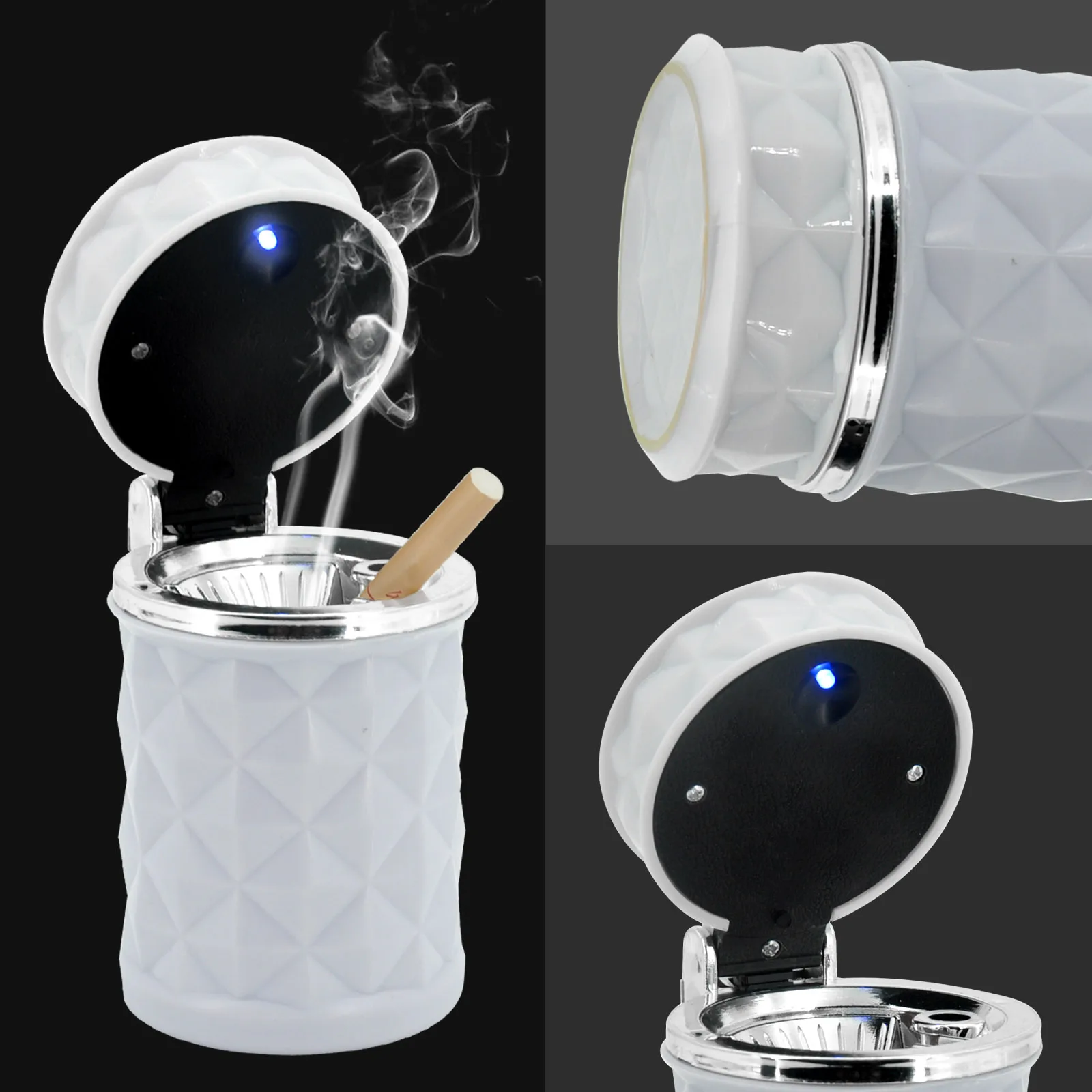 

2021 Car Accessories Portable LED Light Car Ashtray Universal Cigarette Cylinder Holder Car Styling