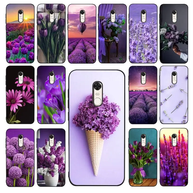 

YNDFCNB Purple Watercolor flower Dandelion Lotus Lavender Phone Case for RedMi 4X 5 plus 5 6 7 8 9 A 6pro Go K20 cover