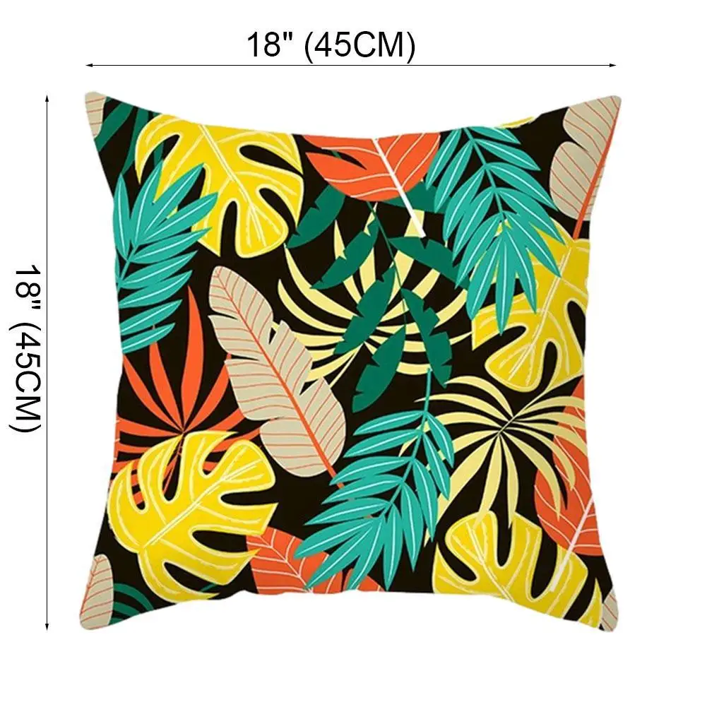 

45*45cm Summer Green Plants Hugging Pillow Case Watercolor Sofa Home Cover Decorations Sofa Cushion Items Household K9T0