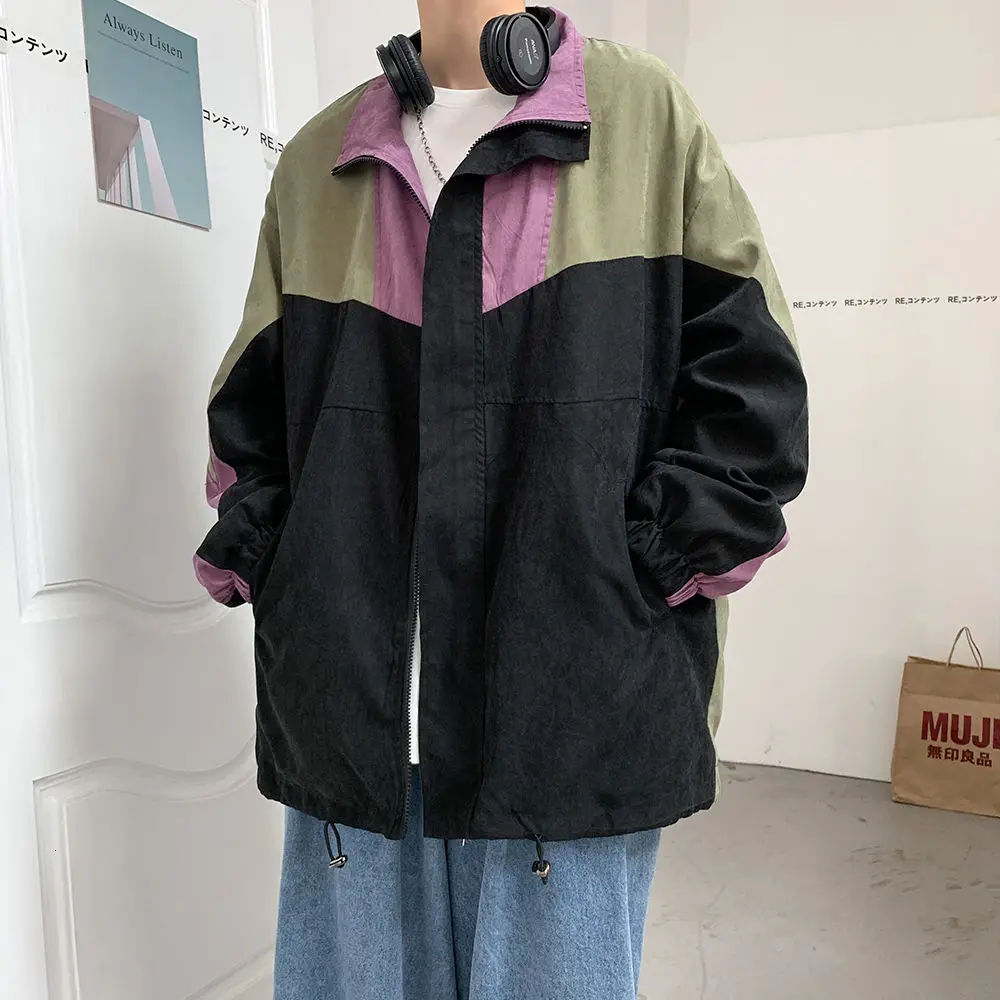 Весенний пуловер куртка Мужская мода свободная стойка куртки для мужчин Хит цвет