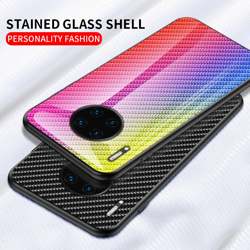Glass Phone Cover Case For Huawei P Smart P10 P20 P30 Mate 9 10 20 30 Pro Lite Honor Play 8X 8 Carbon Fiber Cases | Мобильные