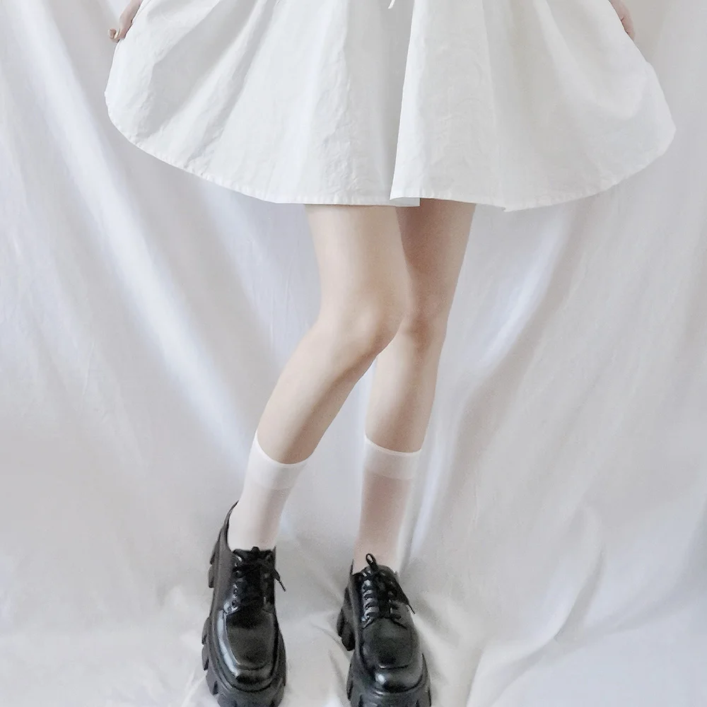 Япония ультра тонкие гетры Для женщин прозрачный Ньон Гольфы Femme белого и черного