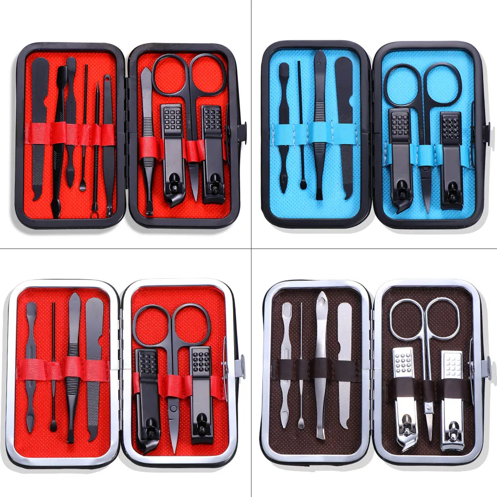 

10pcs Nail Clippers Pedicure Scissors Set Black Stainless Steel Steel Eagle Hook Portable Manicure Nail Clipper Tool Set