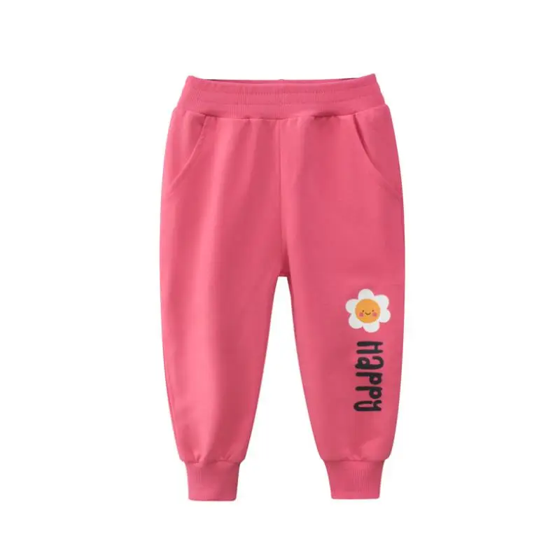 

Girls' Pants Spring and Autumn New Love Embroidered Small And Medium-sized Children's Thin Elastic Waist Sports Pants 2-8Y