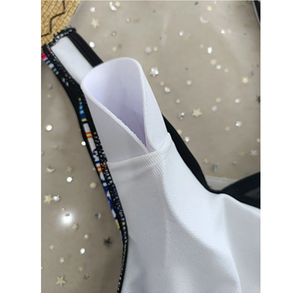 One Piece Suits Print Deep V-Neck Women's Swimsuit Vintage Summer Beachwear Gauze Sexy Swimwear Hight Cut Bathing Women Bodysuit