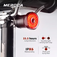 meroca intelligent bicycle rear light auto startstop brake sensing ipx6 bike taillight led usb charging cycling flashlight