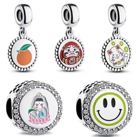 authentic 925 sterling silver exclusive shining smiley with crystal charm bead fit pandora bracelet necklace jewelry