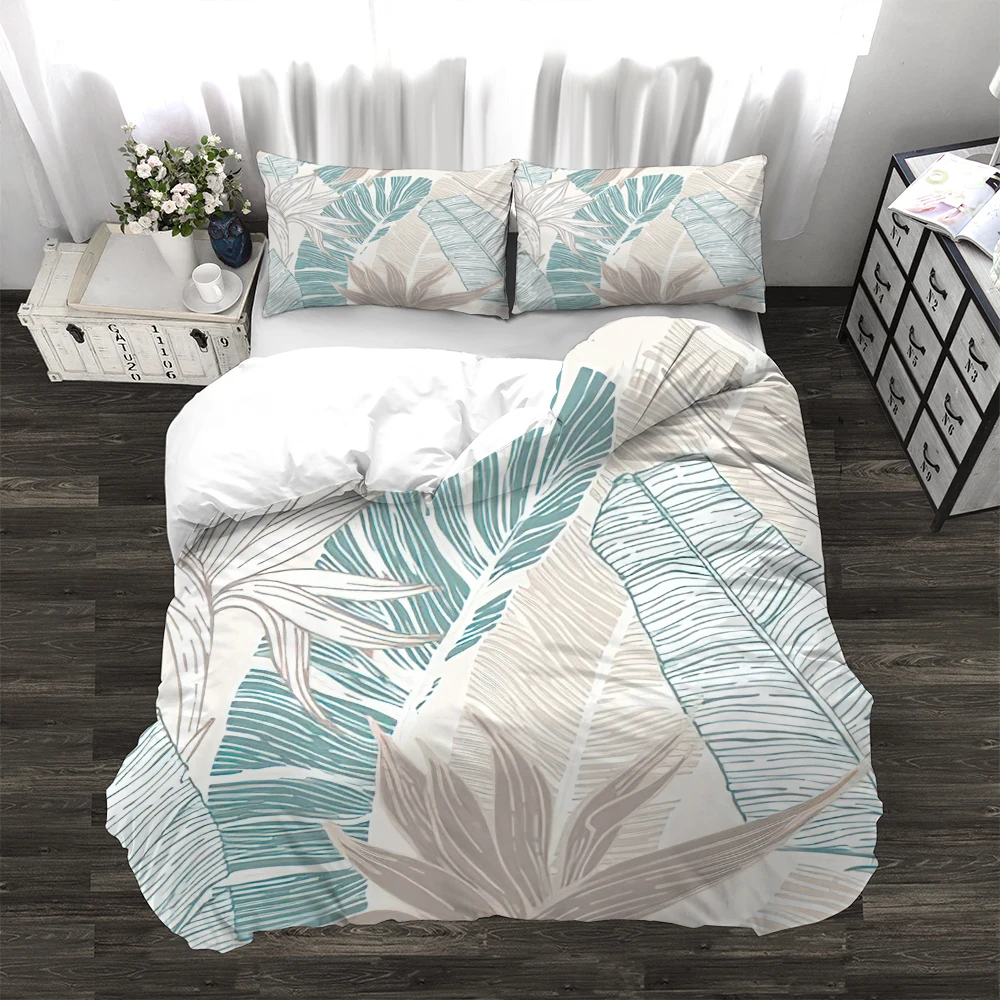 

3pcs Duvet Cover Set Blue Palm Trees Pattern Durable Comforter Cover AU US UK Size 3D Print Tropical Style Bedding Set