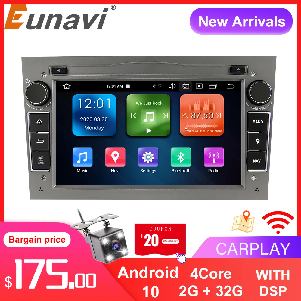 Eunavi 2 Din Android 10 автомобильный Радио мультимедийный плеер для Opel Vauxhall Astra H G J Vectra Antara