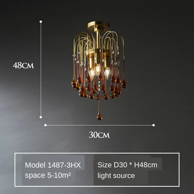 

Water Drops Retro Italian Glass Chandelier Bedroom Light Designer Classical French Style Aisle Hallway Cloakroom Lamp