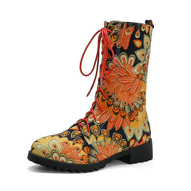 

Женские ботильоны из искусственной кожи на плоской подошве, зимние сапоги с коротким плюшем, женские зимние сапоги, женская обувь с цветочн...