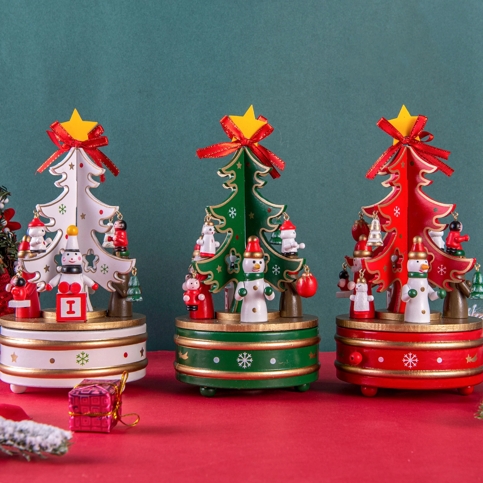 

Christmas decorations wooden carousel Christmas tree music box ornaments music box gifts for girls gifts