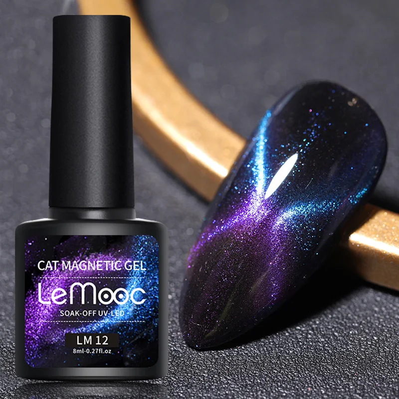 

LEMOOC Cat's Eye Magnetic Nail Polish Gel Soak Off UV LED Nail Varnish Lacquers Shiny Glitter Beauty Design Cat Polishes