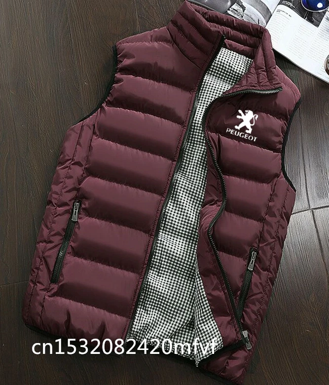 

Mens Jacket forPeugetSleeveless Vest Winter Male Double-Wear Cotton-Padded Hooded Vest Coats Men Thick Warm Waistcoats Clothing