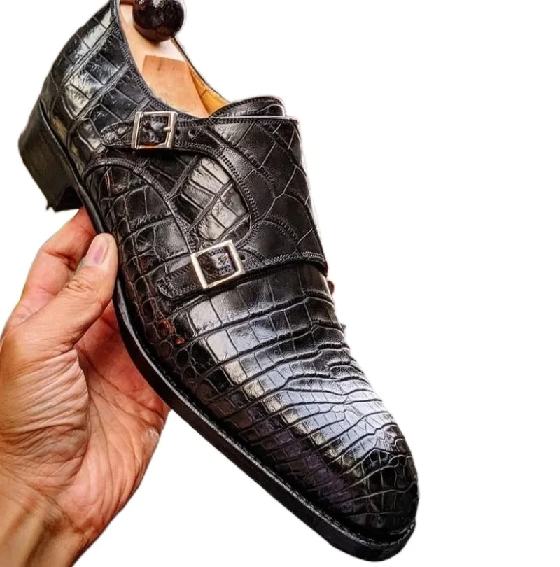 

Men New Fashion Handmade Pu Leather Slip-on Dress Shoes Casual Stylish All-match Monk Strap Shoes Zapatos De Hombre HB261