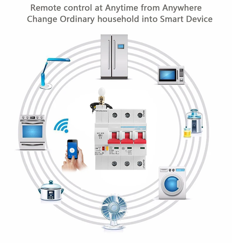 Remote Control WiFi Circuit Breaker 100A 1P-4P Overload Short Protection Voice Via Alexa and Google Home Timer | Электроника