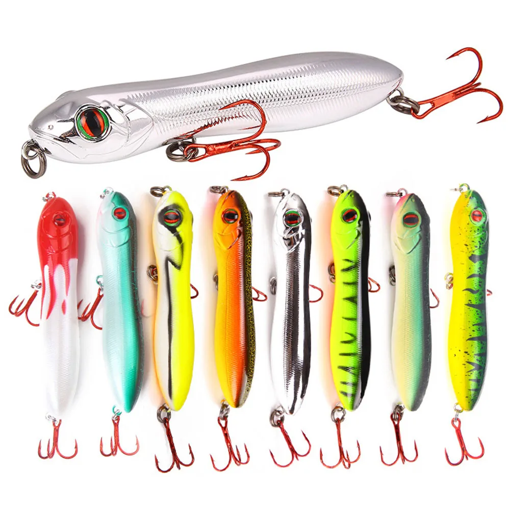 

Fishing Lure 10cm 15.6g Snake Head Pencil Bait Sea Fishing Lure 3D Eyes Plastic Wobbler Floating Crankbait With Artificial Hooks