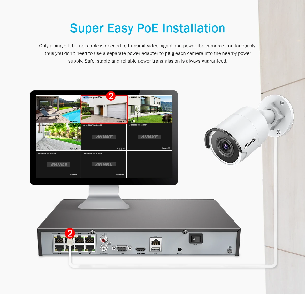 ANNKE 8CH 4K Ultra HD POE сетевая видео система безопасности 8MP H.265+ NVR с 8 шт 8MP 30m EXIR ночное видение уличная IP камера